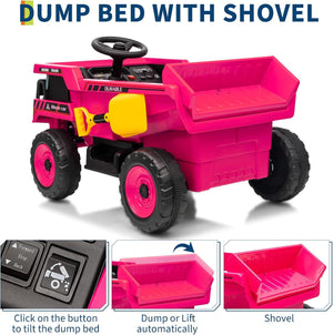 12V Ride-On Dump Truck with Remote Control, Auto Dump Bed, Shovel, and Music for Kids Ages 3-8 Trend Times 27
