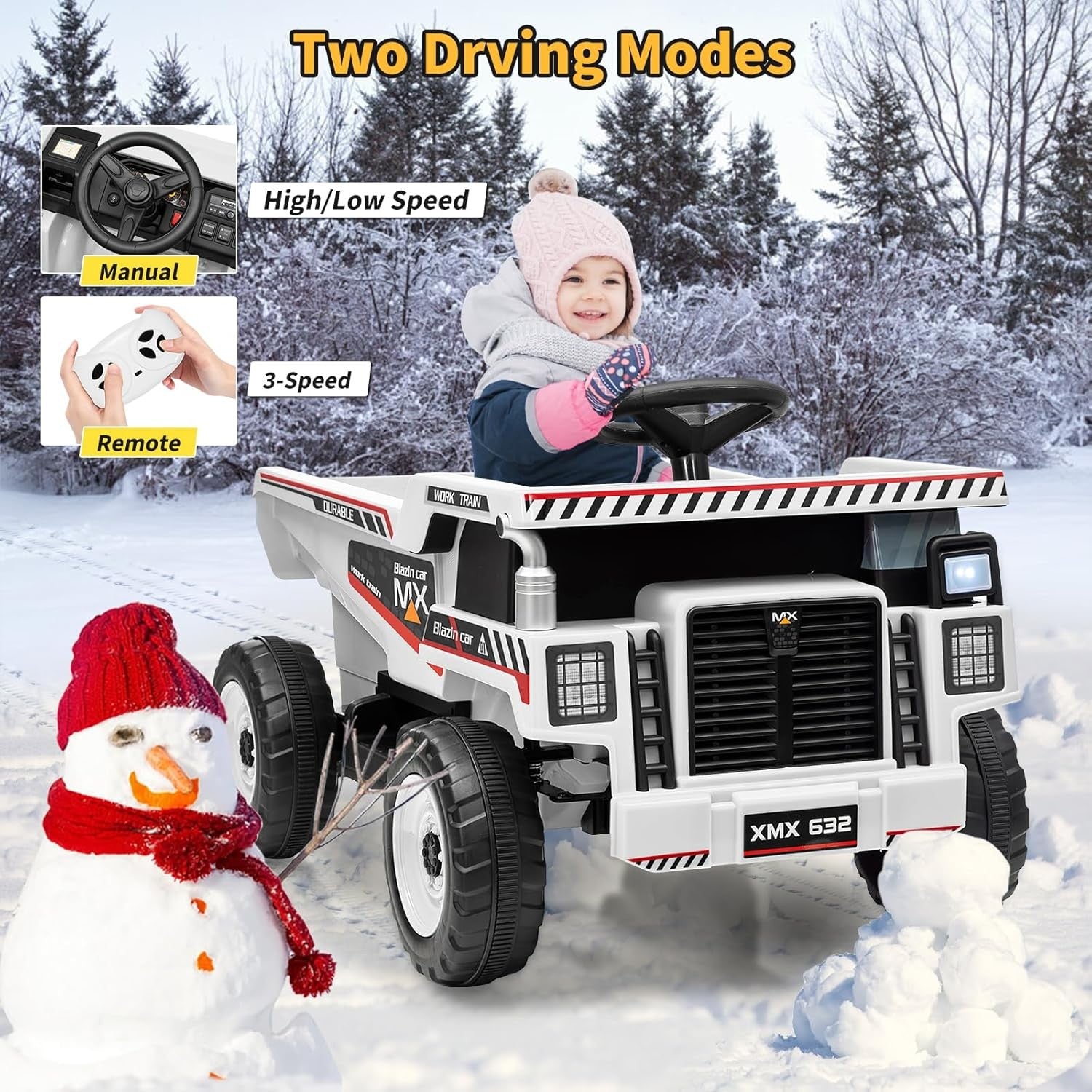 12V Ride-On Dump Truck with Remote Control, Auto Dump Bed, Shovel, and Music for Kids Ages 3-8 Trend Times 5