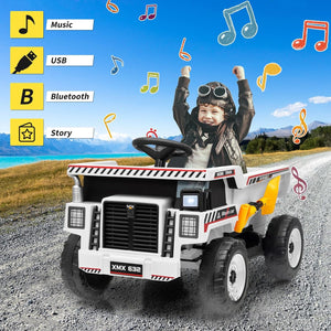12V Ride-On Dump Truck with Remote Control, Auto Dump Bed, Shovel, and Music for Kids Ages 3-8 Trend Times 8