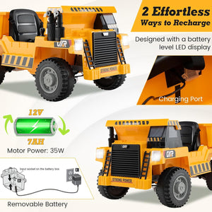12V Ride-On Electric Dump Truck with Remote Control and Shovel for Kids Trend Times 3