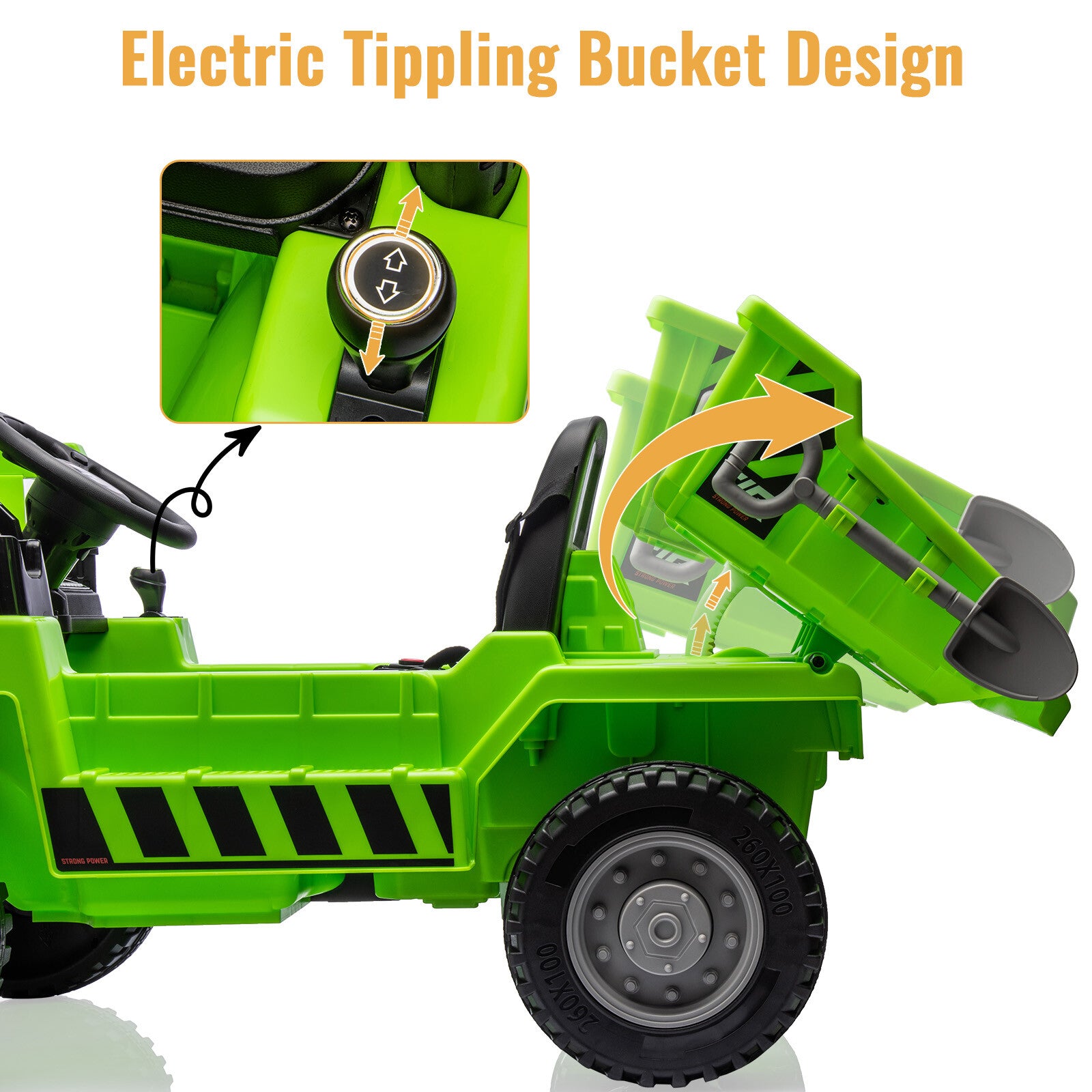 12V Ride-On Electric Dump Truck with Remote Control, Dump Bed, and Extra Shovel Trend Times 12