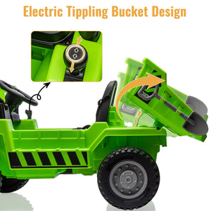 12V Ride-On Electric Dump Truck with Remote Control, Dump Bed, and Extra Shovel Trend Times 12
