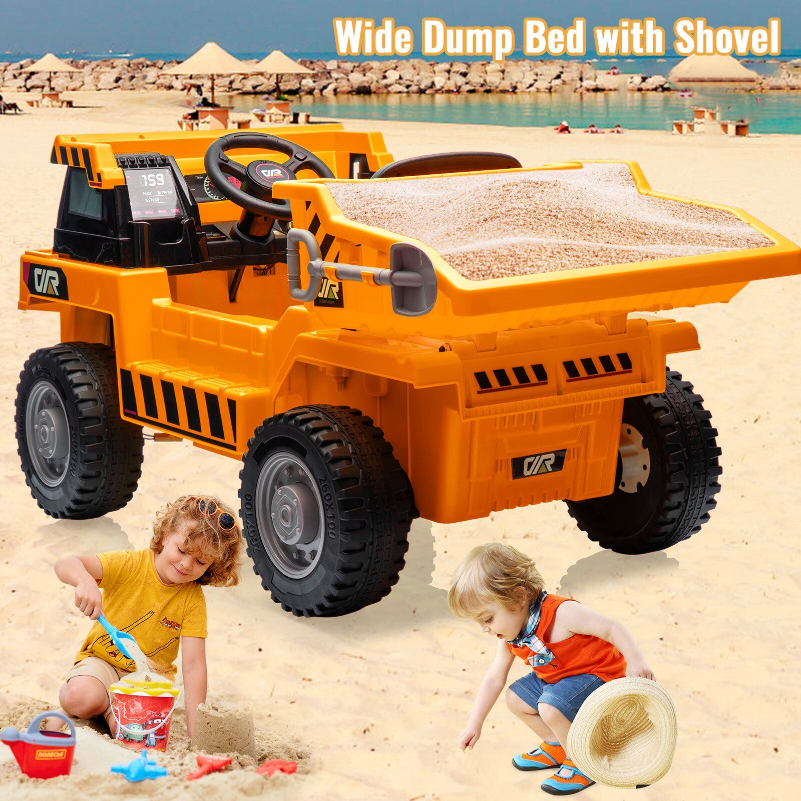 12V Ride-On Electric Dump Truck with Remote Control, Dump Bed, and Extra Shovel Trend Times 18