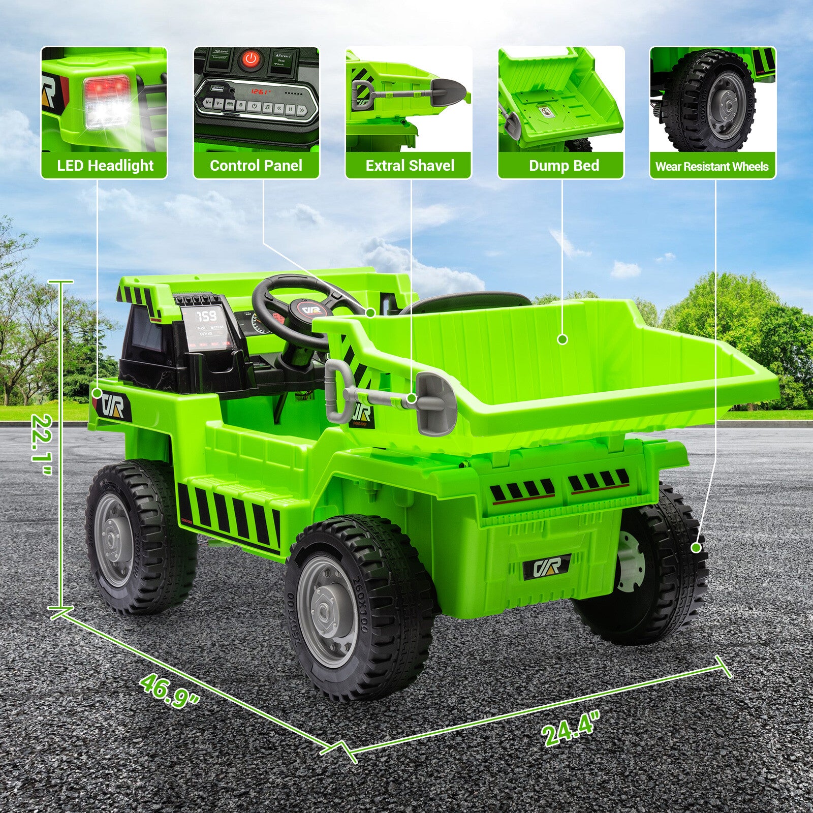 12V Electric Ride-On Dump Truck with Remote Control and Music for Kids Trend Times 0