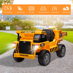 12V Electric Ride-On Dump Truck with Remote Control and Music for Kids Trend Times 1