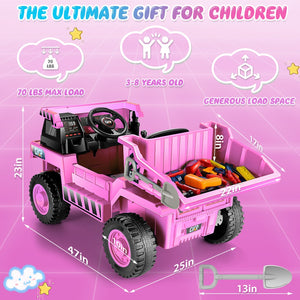 12V Electric Ride-On Dump Truck with Remote Control and Music for Kids Trend Times 2