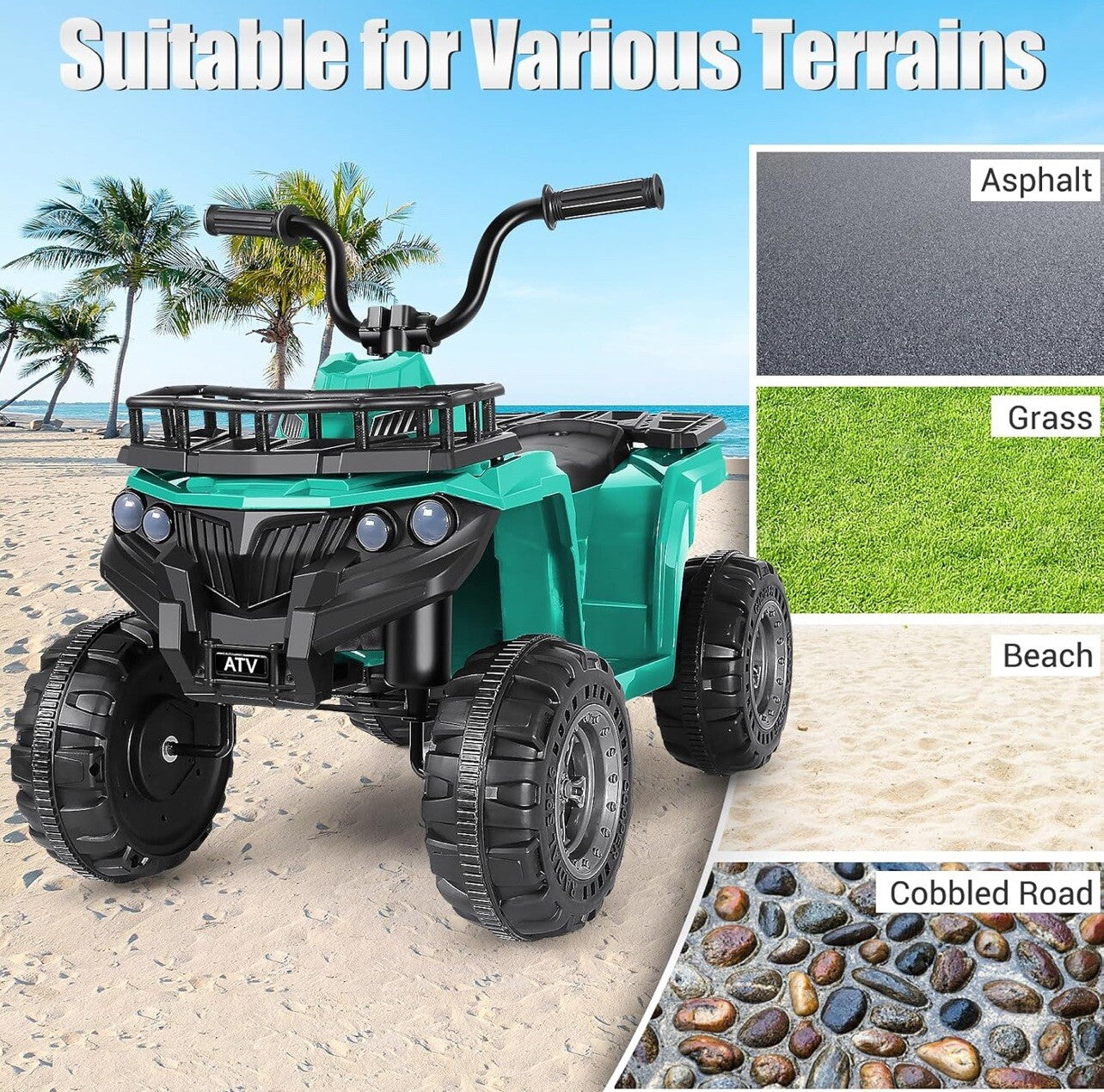 12V Electric Ride-On ATV for Kids 4-Wheeler Quad with Bluetooth Music Player Trend Times 2