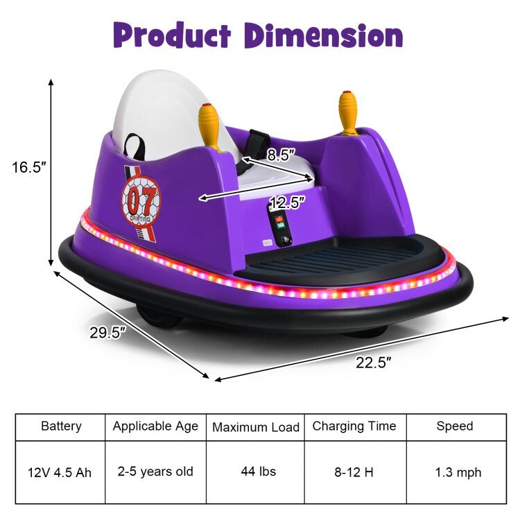12V Electric Ride-On Bumper Car with Flashing Lights for Kids and Toddlers Toy Gift Trend Times 4