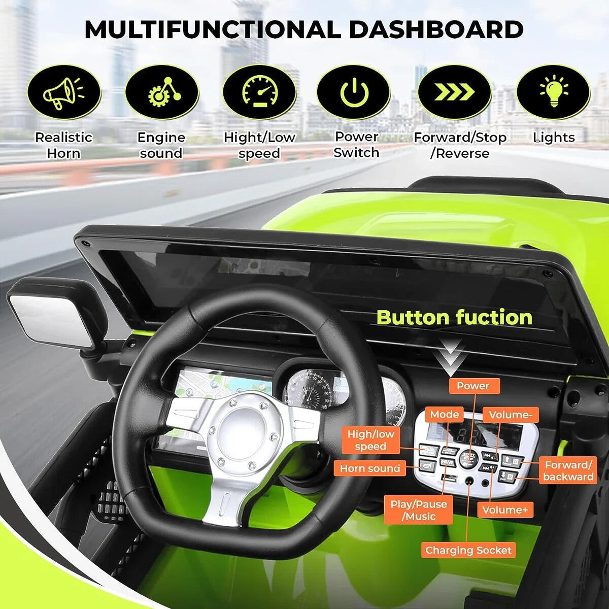 12V Electric Ride-On Car for Kids with Remote Control, Bluetooth, and LED Lights Trend Times 13