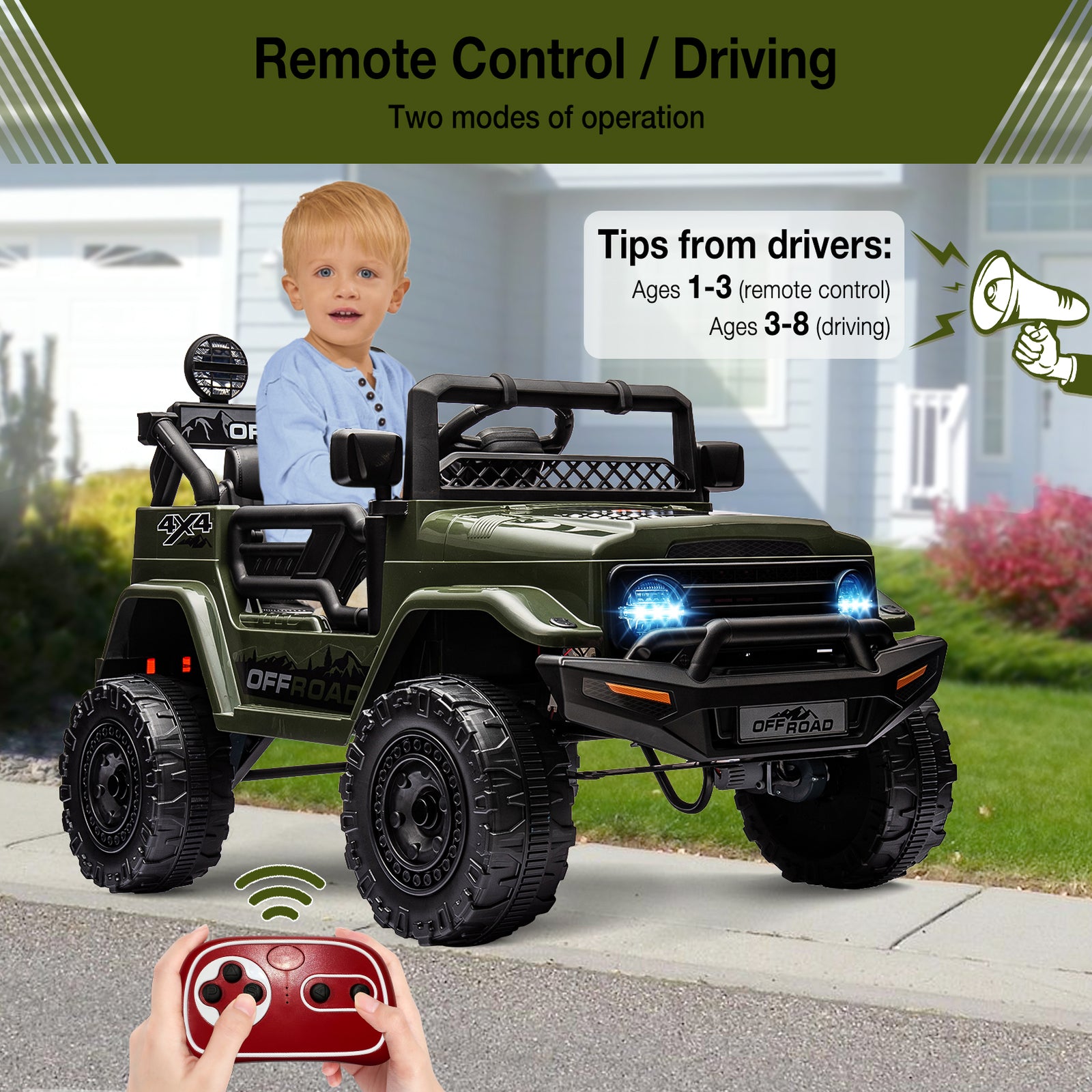 12V Ride-On Electric Car for Kids with Remote Control, LED Lights, and 3 Speed Settings Trend Times 10