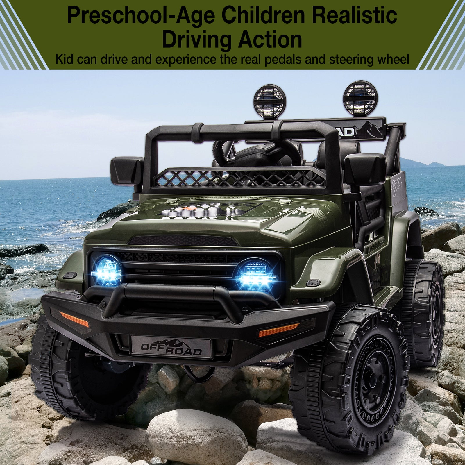 12V Ride-On Electric Car for Kids with Remote Control, LED Lights, and 3 Speed Settings Trend Times 13