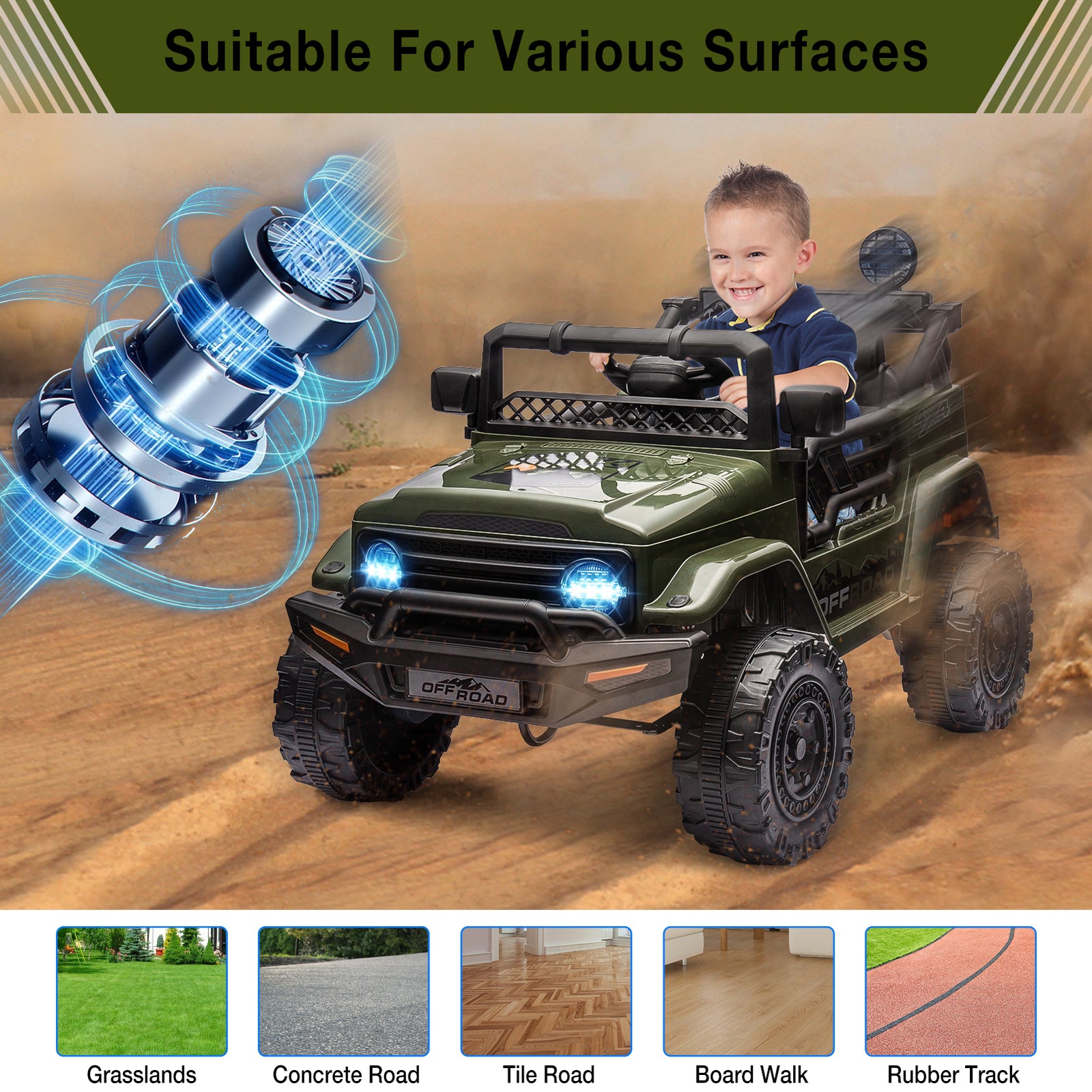 12V Ride-On Electric Car for Kids with Remote Control, LED Lights, and 3 Speed Settings Trend Times 14
