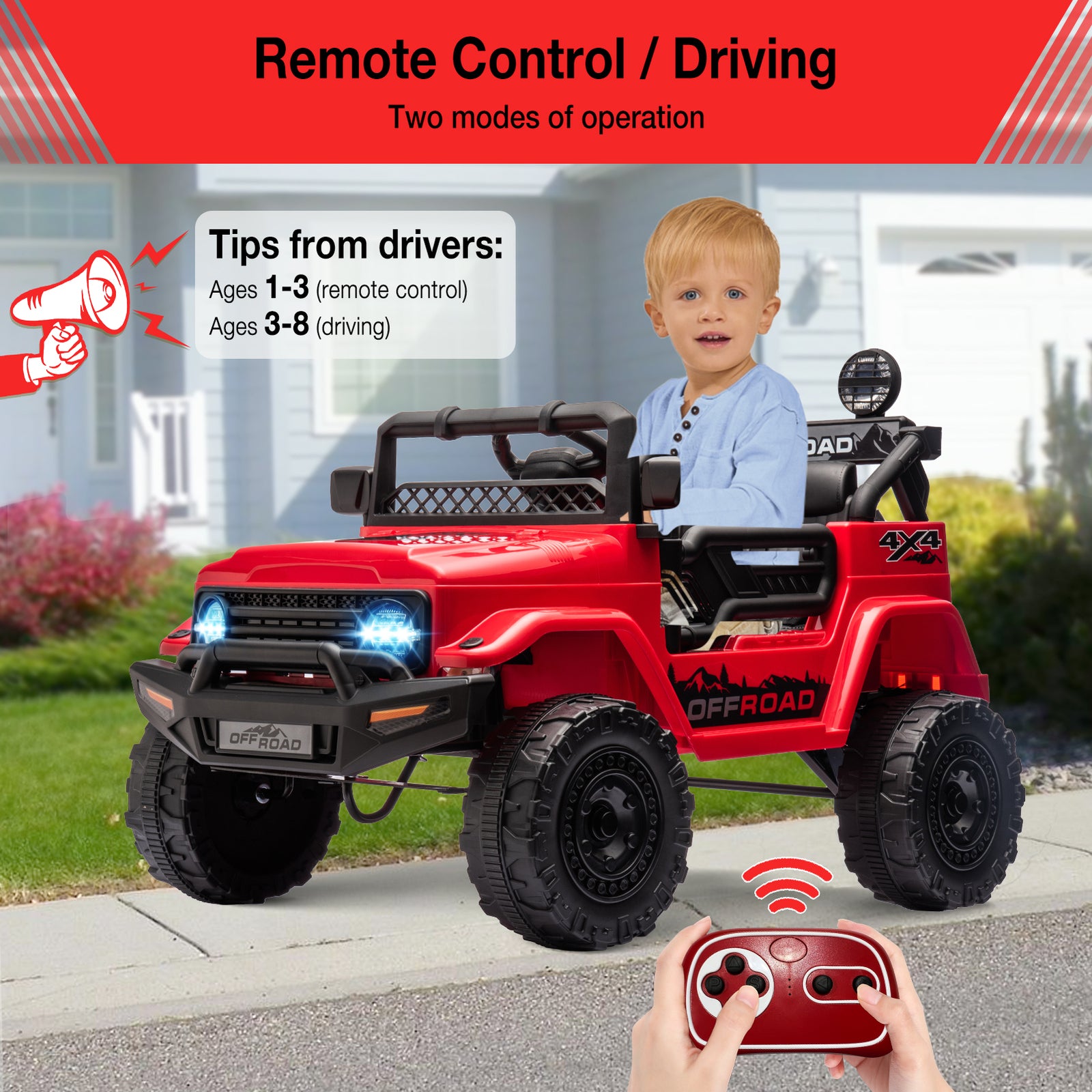 12V Ride-On Electric Car for Kids with Remote Control, LED Lights, and 3 Speed Settings Trend Times 18