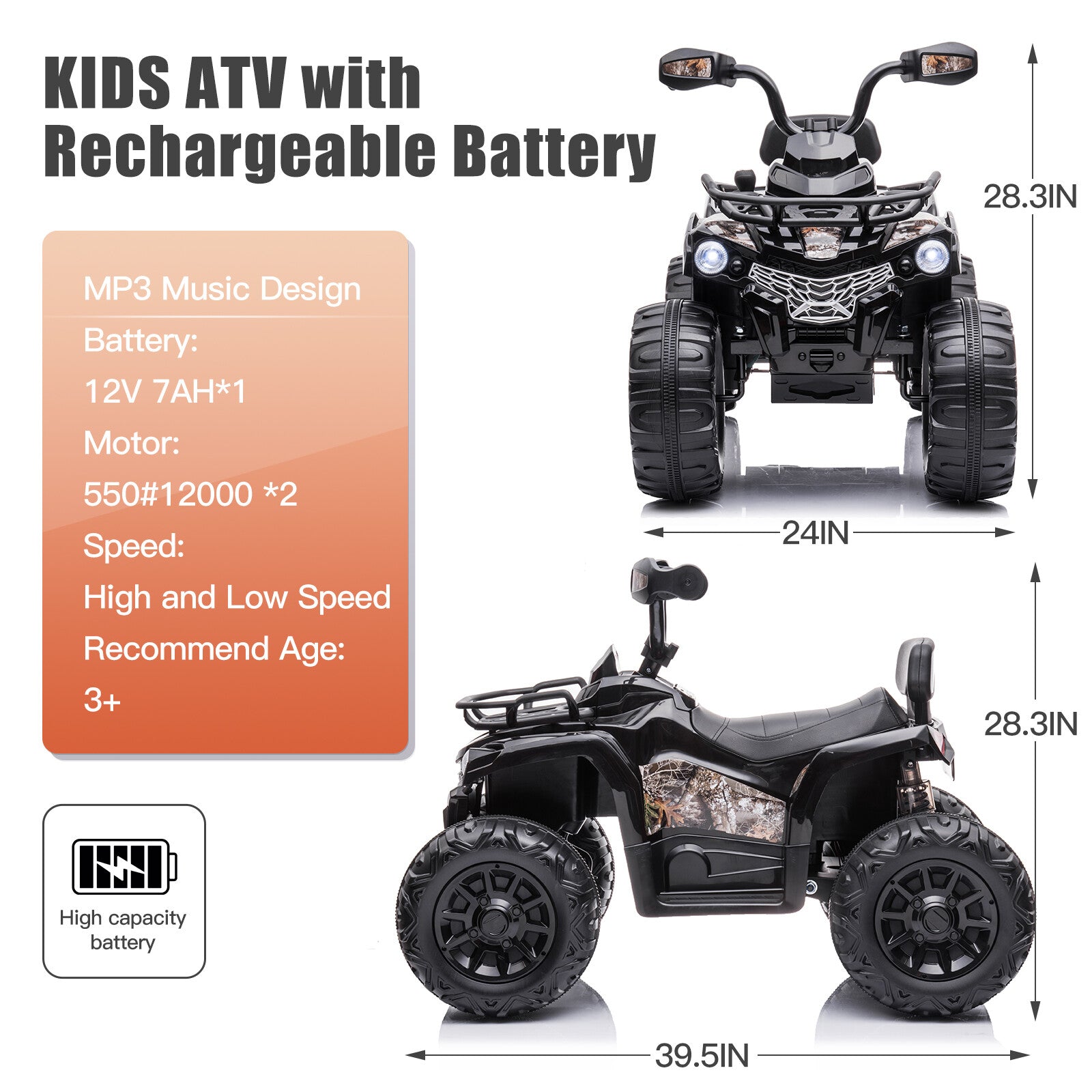 12V Electric Ride-On 4-Wheel ATV Truck Toy Car for Kids Ages 3-8 Trend Times 9