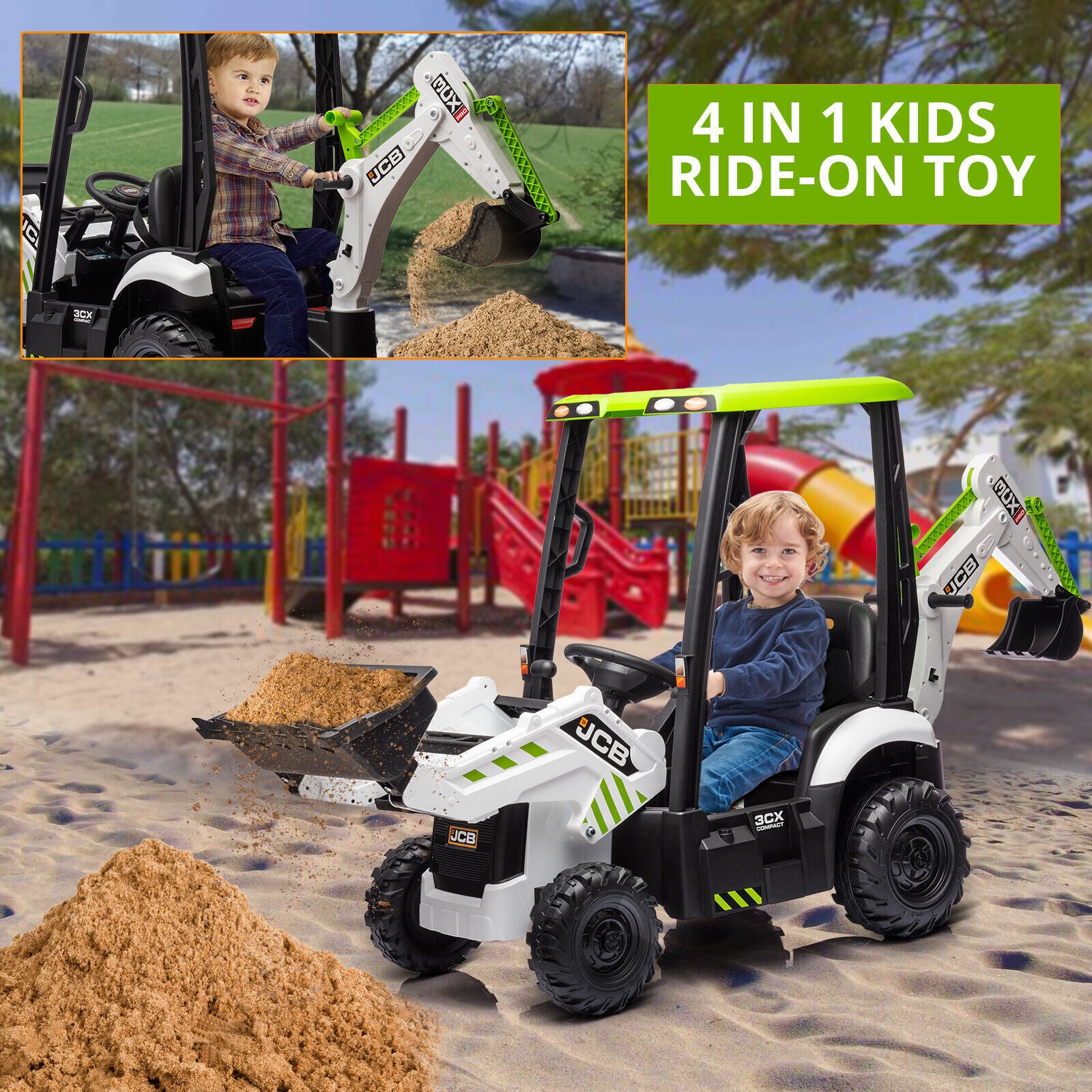 12V Ride-On Movable Excavator Construction Truck Toy for Ages 1-5 Years Trend Times 12