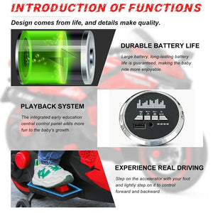 12V Battery-Powered 2-Wheel Ride-On Motorcycle Toy for Kids with Bluetooth Trend Times 5