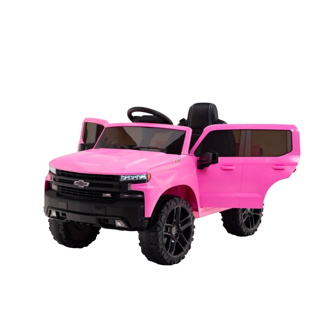 12V Pink Battery-Powered Ride-On Truck Licensed Chevrolet Silverado for Kids Trend Times 2