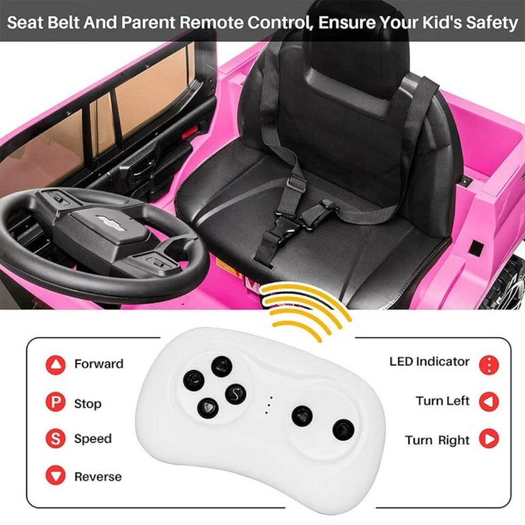 12V Pink Battery-Powered Ride-On Truck Licensed Chevrolet Silverado for Kids Trend Times 8