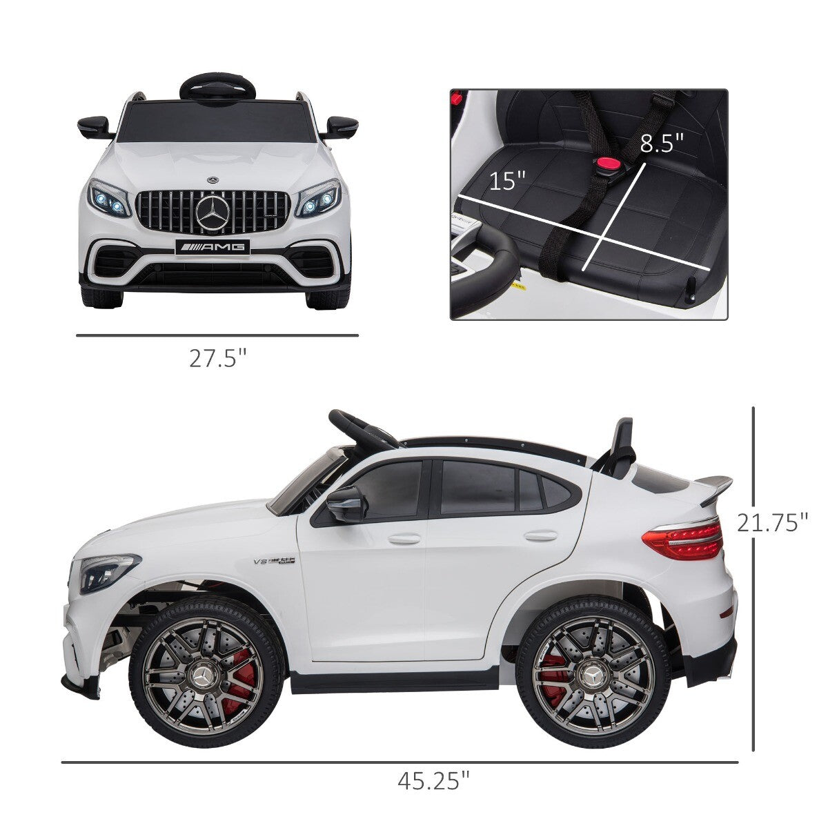 12V Ride-On Toy Car for Kids with Remote Control Mercedes AMG GLC63S Coupe Trend Times 2