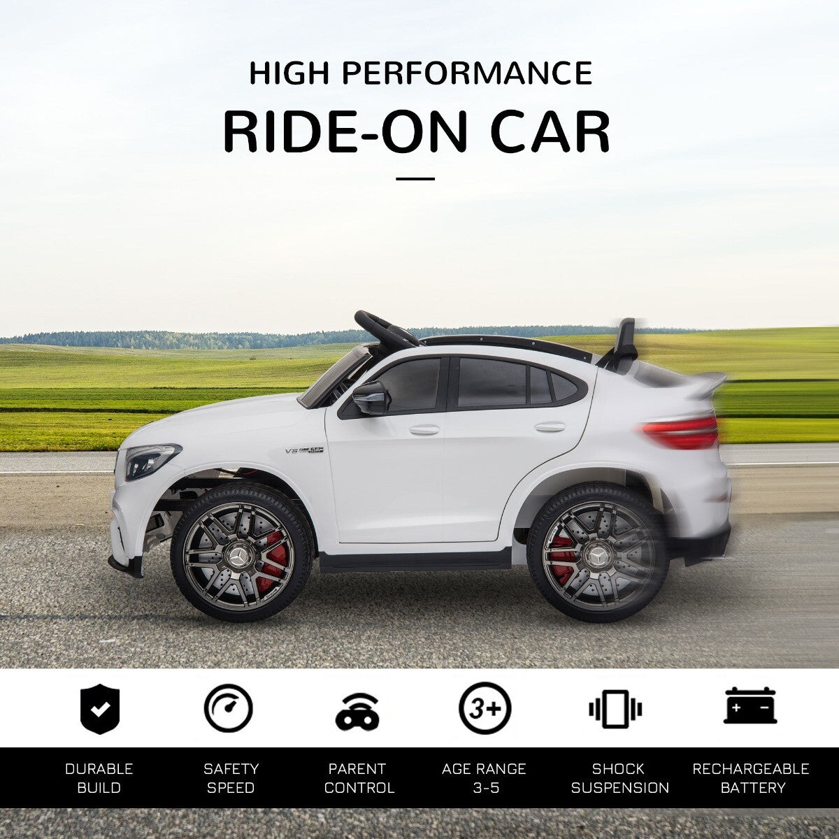 12V Ride-On Toy Car for Kids with Remote Control Mercedes AMG GLC63S Coupe Trend Times 3