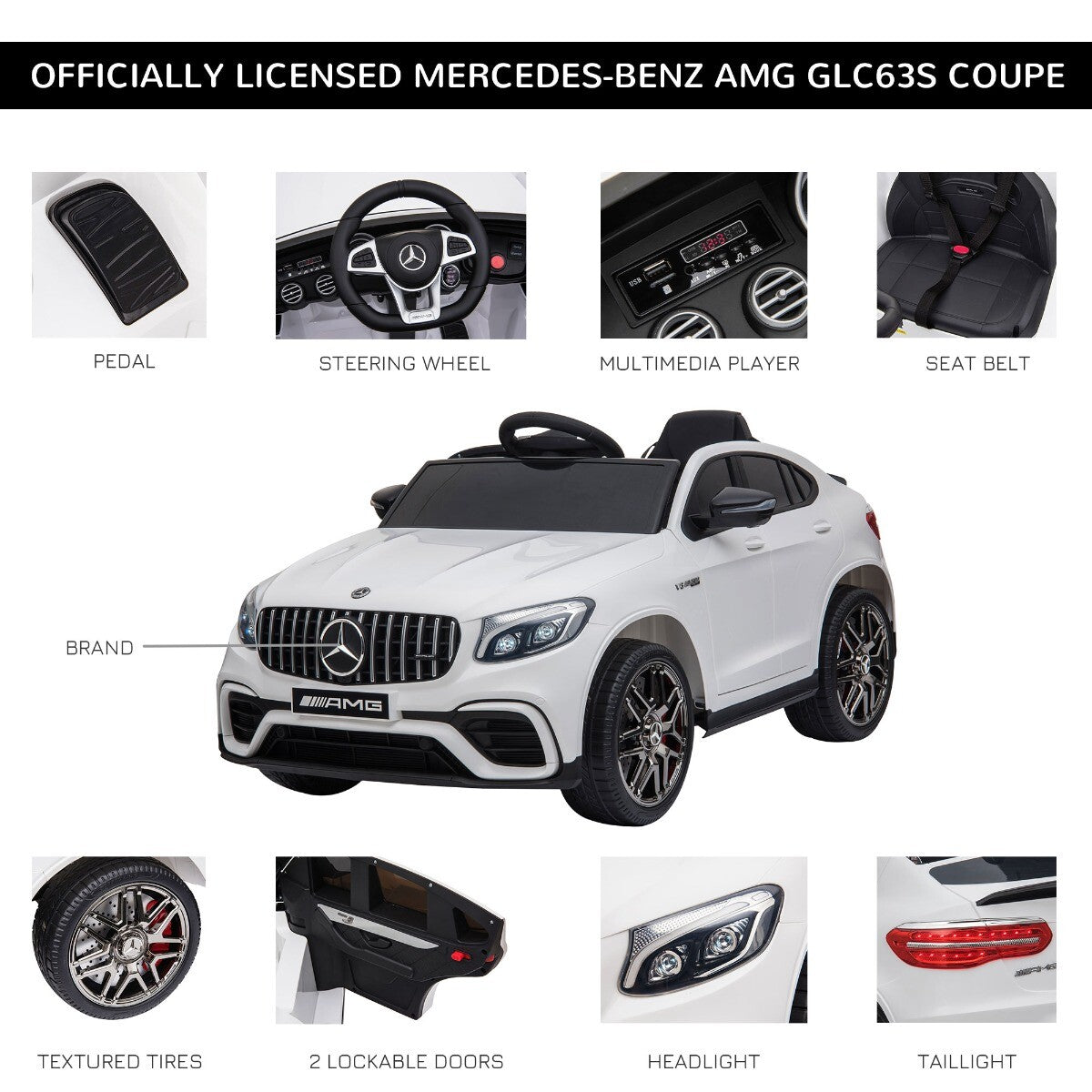 12V Ride-On Toy Car for Kids with Remote Control Mercedes AMG GLC63S Coupe Trend Times 7