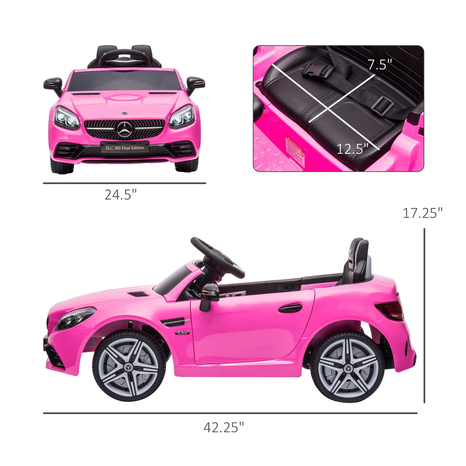 12V Pink Ride-On Toy Car for Kids with Remote Control Trend Times 1