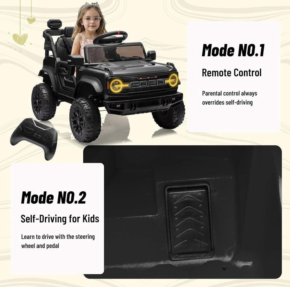12V Electric Ride-On Ford Raptor Car for Kids with Remote Control Trend Times 3