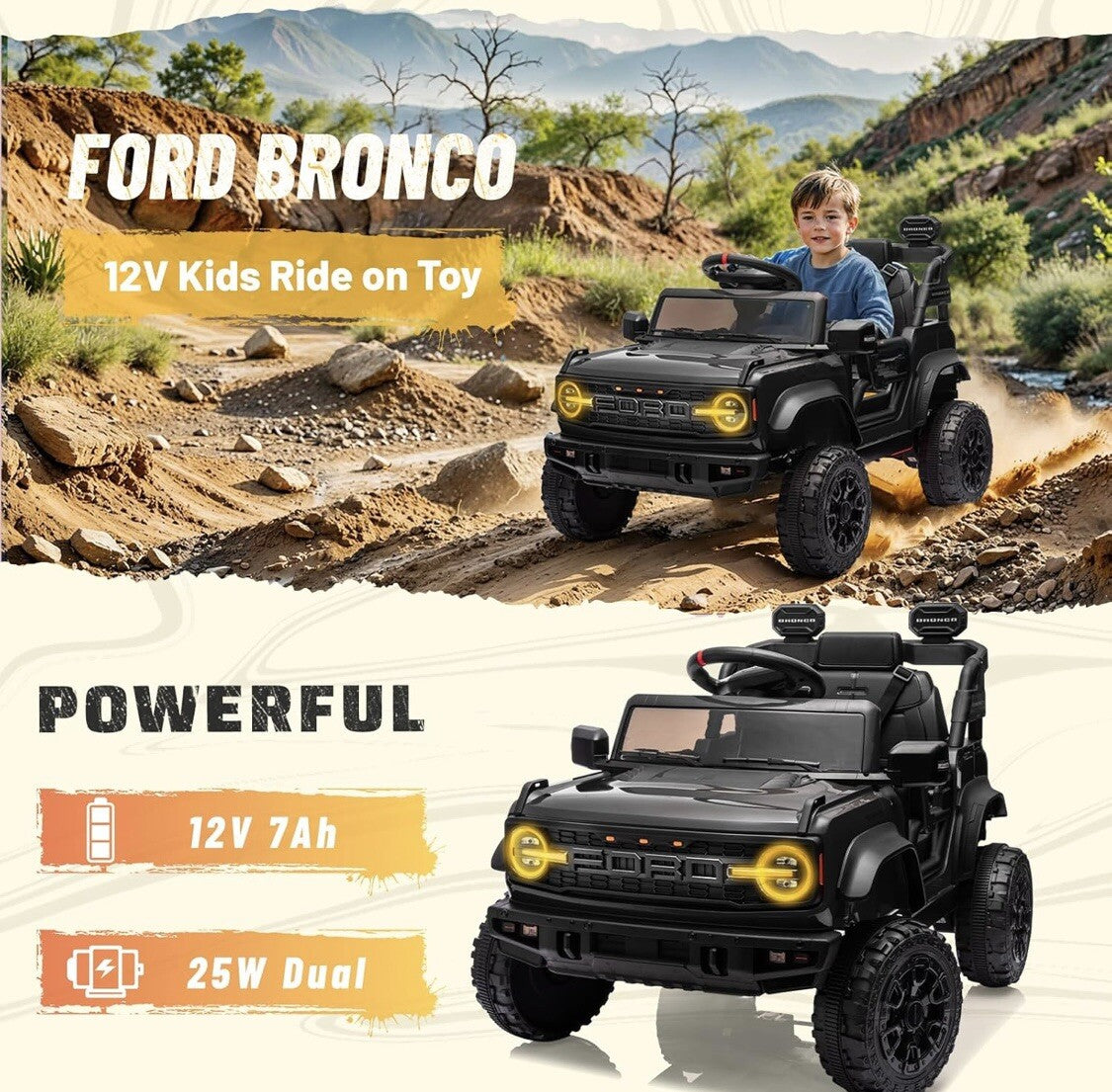12V Electric Ride-On Ford Raptor Car for Kids with Remote Control Trend Times 4