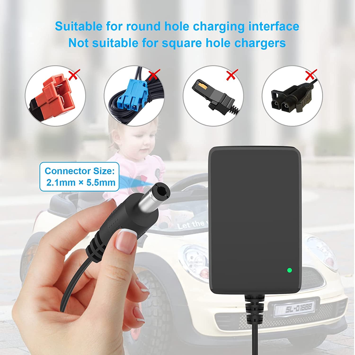 12V Ride-On Toy Battery Charger and Power Supply for Kids Jeep, Truck, and Tractor Trend Times 4
