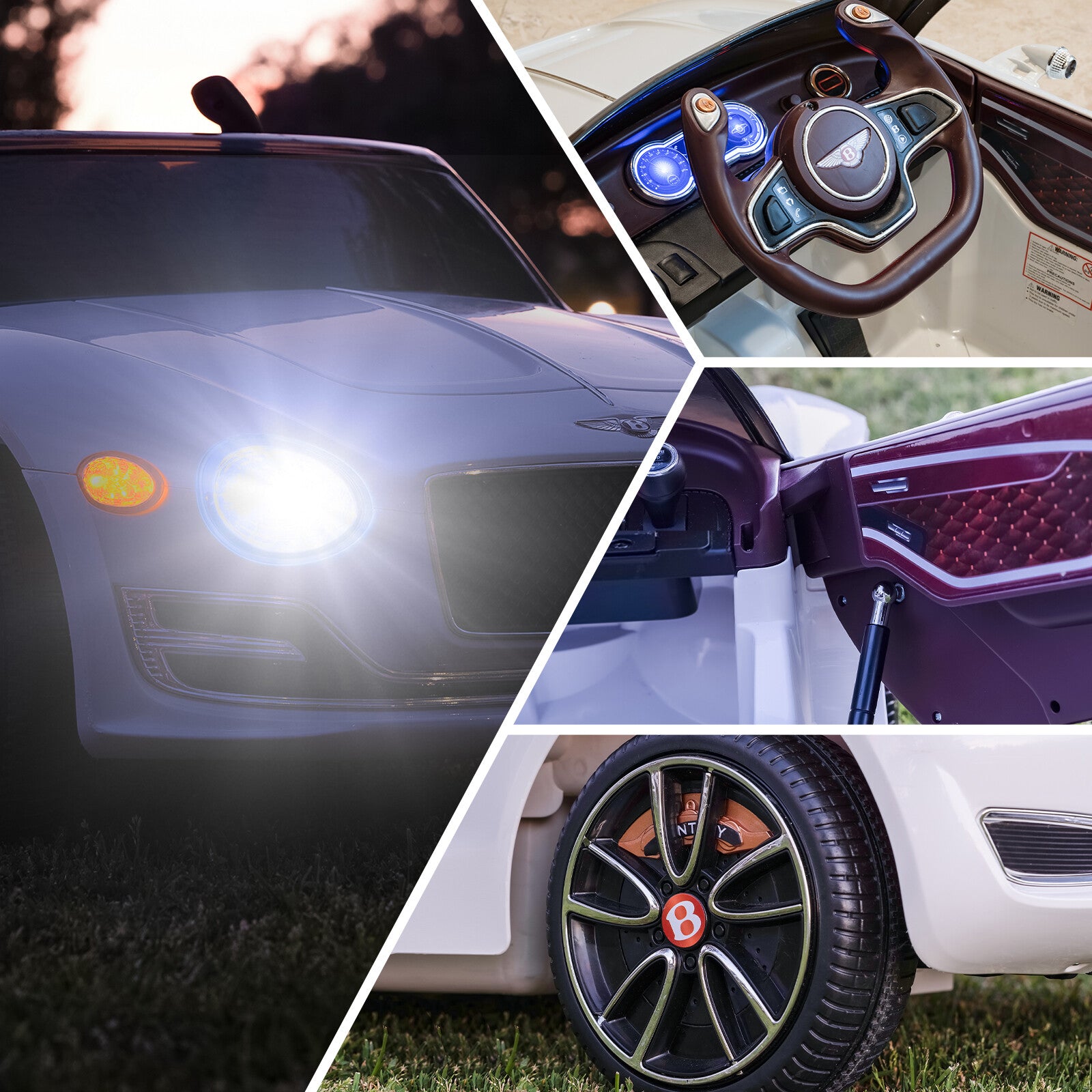 12V Kids Electric Ride-On Car with Remote Control, LED Lights, and MP3 Player, Bentley EXP12 Style Trend Times 9