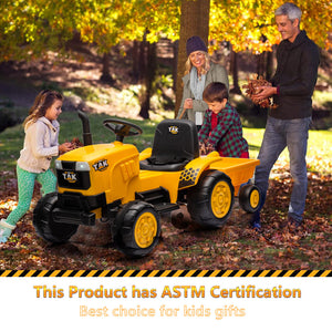 12V Battery-Powered Motorized Ride-On Tractor with Detachable Trailer for Kids Ages 3-6 Trend Times 16
