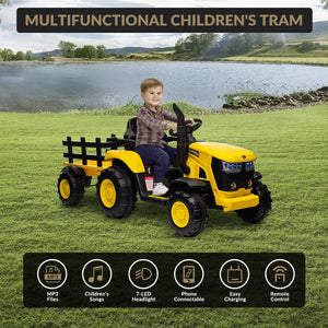 12V Electric Ride-On Tractor for Kids with Trailer, 6 Wheels, and Bluetooth Trend Times 19