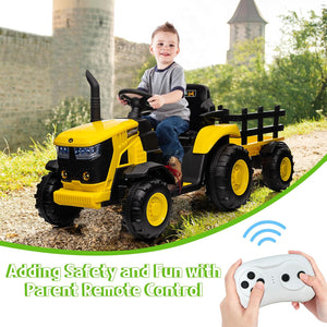 12V Electric Ride-On Tractor for Kids with Trailer, 6 Wheels, and Bluetooth Trend Times 24