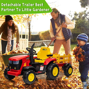 12V Electric Ride-On Tractor for Kids with Trailer, 6 Wheels, and Bluetooth Trend Times 6