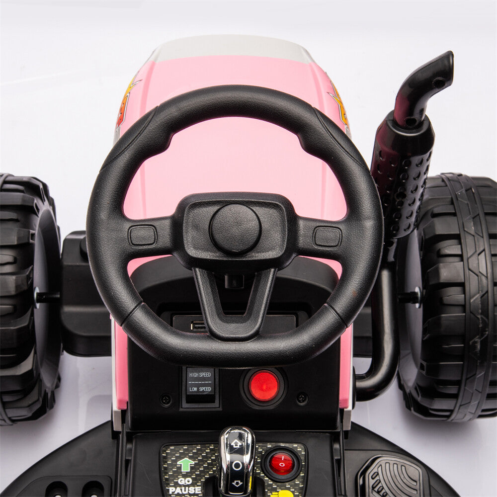 12V Ride-On Tractor with Remote Control and Bluetooth, 3-Speed Kids Toy for Ages 3-6 Trend Times 10
