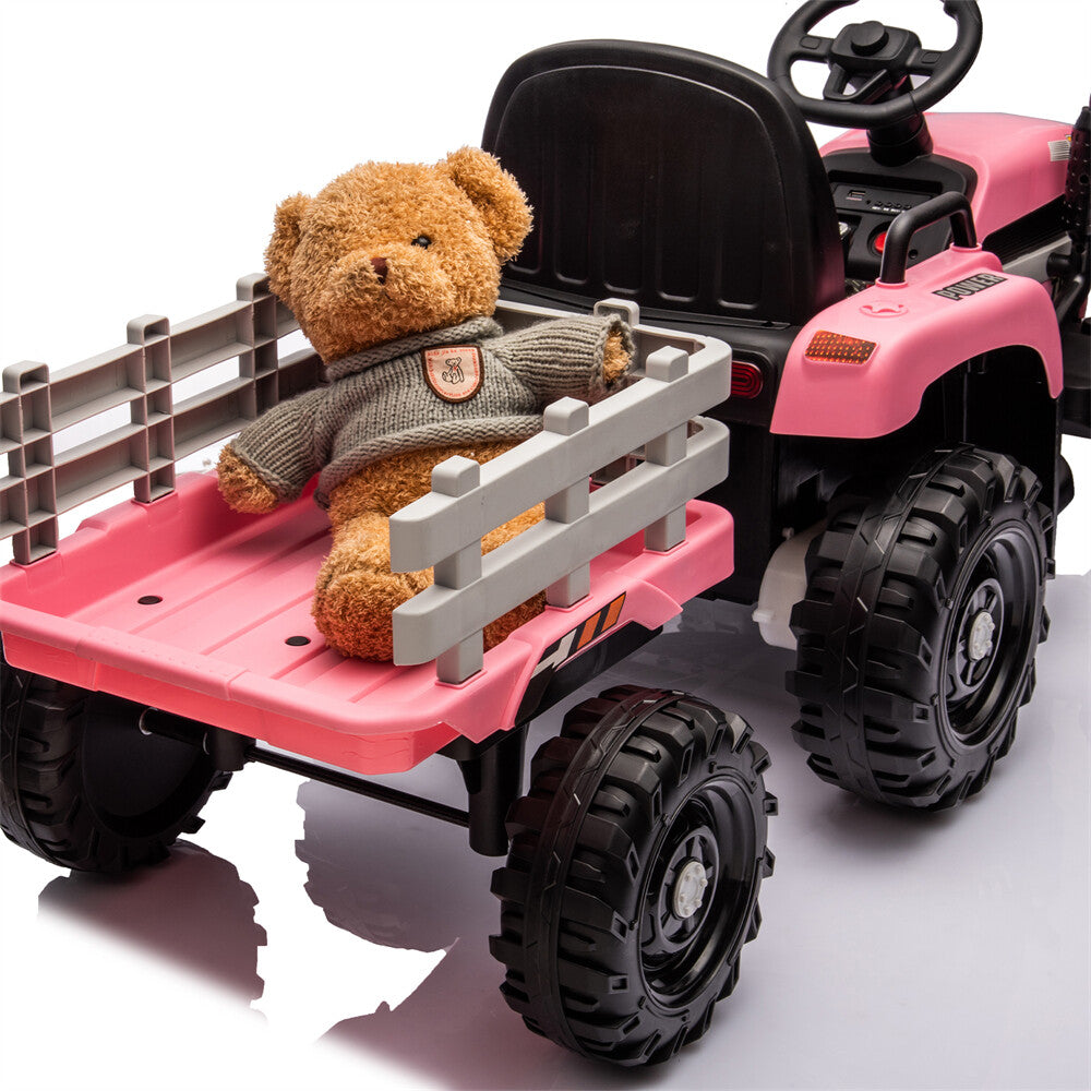 12V Ride-On Tractor with Remote Control and Bluetooth, 3-Speed Kids Toy for Ages 3-6 Trend Times 9