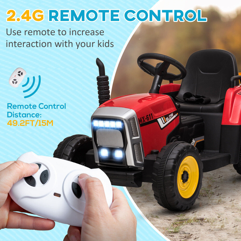 12V Electric Ride-On Tractor with Trailer, 25W Dual Motors and Remote Control Trend Times 2