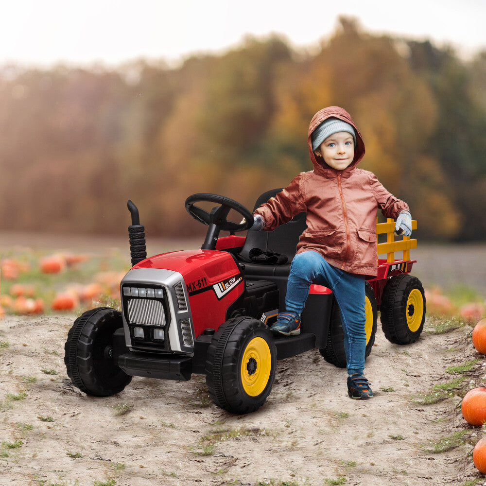 12V Electric Ride-On Tractor with Trailer, 25W Dual Motors and Remote Control Trend Times 6