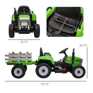 12V Kids Electric Ride-On Tractor with Trailer, 25W Dual Motors, Remote Control Trend Times 6