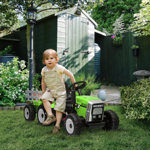 12V Kids Electric Ride-On Tractor with Trailer, 25W Dual Motors, Remote Control Trend Times 7