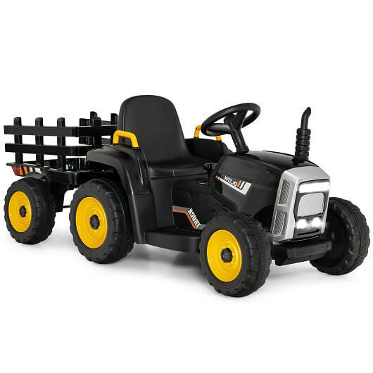 12V Ride-On Tractor with 3-Gear Shift and Ground Loader for Kids 3+ Years Black Trend Times 0