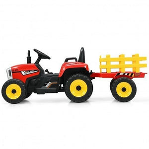 12V Ride-On Tractor with 3-Gear Shift and Ground Loader for Kids 3+ Years Red Trend Times 5