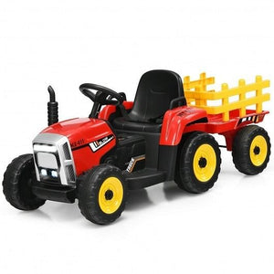12V Ride-On Tractor with 3-Gear Shift and Ground Loader for Kids 3+ Years Red Trend Times 0