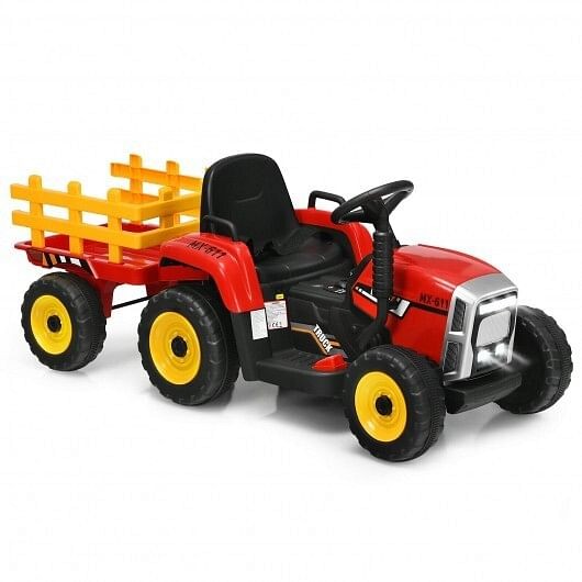 12V Ride-On Tractor with 3-Gear Shift and Ground Loader for Kids 3+ Years Red Trend Times 3