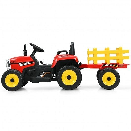 12V Ride-On Tractor with 3-Gear Shift and Ground Loader for Kids 3+ Years Red Trend Times 5