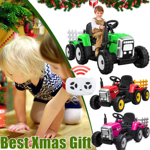 12V Ride-On Tractor with Detachable Trailer Remote Control LED Lights Kids Truck Toy Car Trend Times 1