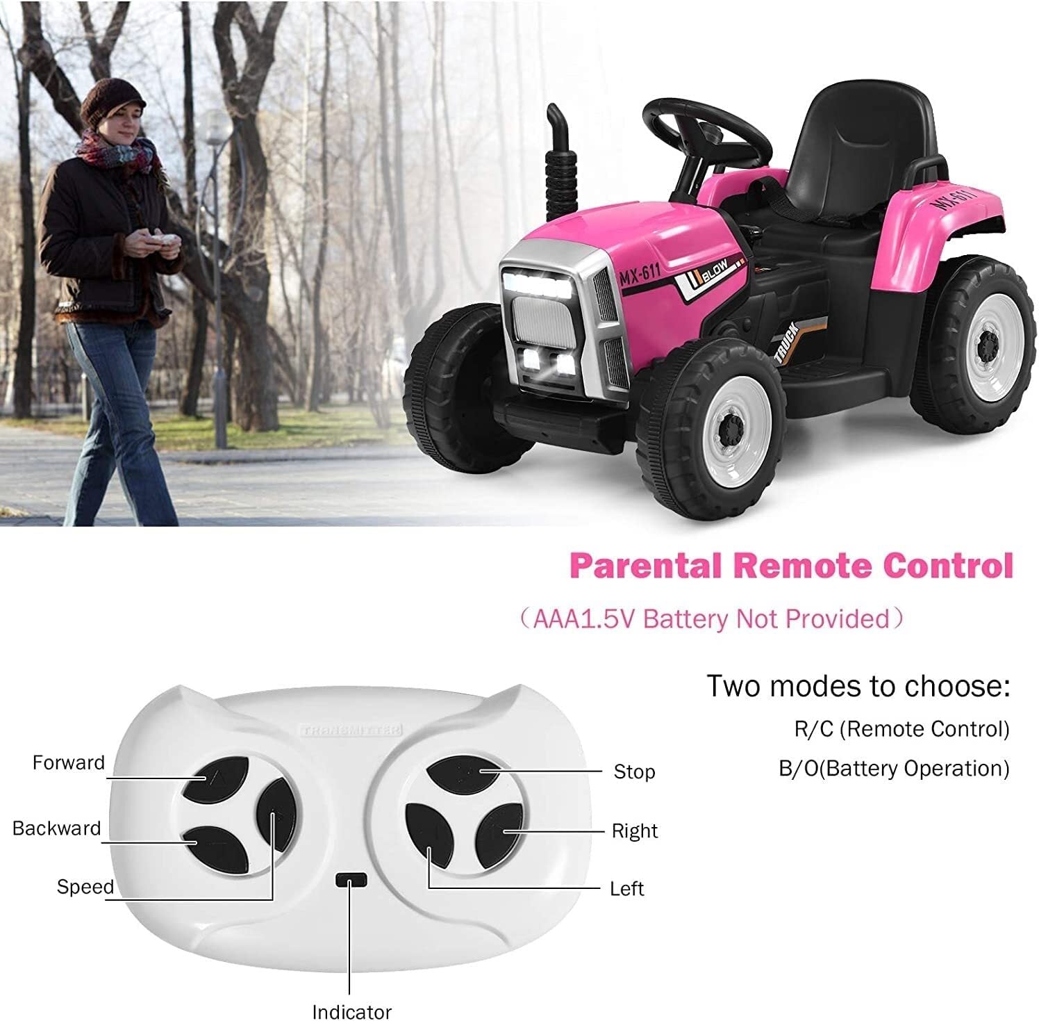 12V Electric Ride-On Tractor with Detachable Trailer for Kids and Toddlers Trend Times 14