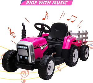 12V Electric Ride-On Tractor with Detachable Trailer for Kids and Toddlers Trend Times 18