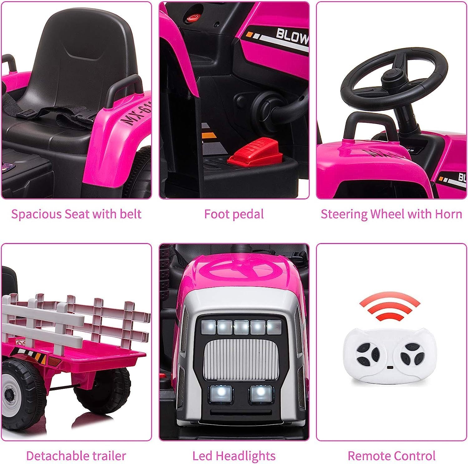 12V Electric Ride-On Tractor with Detachable Trailer for Kids and Toddlers Trend Times 19