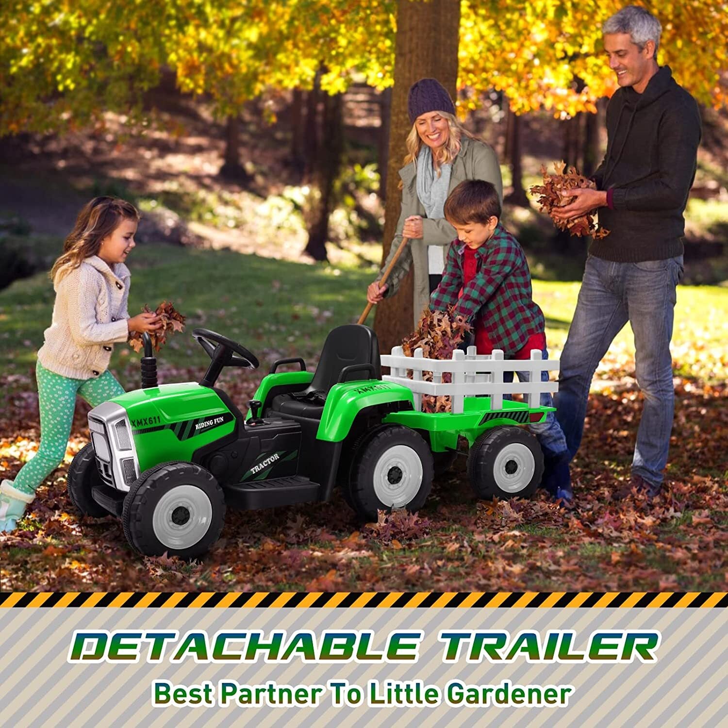12V Electric Ride-On Tractor with Detachable Trailer for Kids and Toddlers Trend Times 26